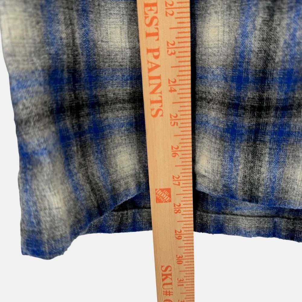 Pendleton Board Shirt Men Medium Blue Grey Plaid 100% Virgin Lace Wool Button Up - Picture 8 of 9